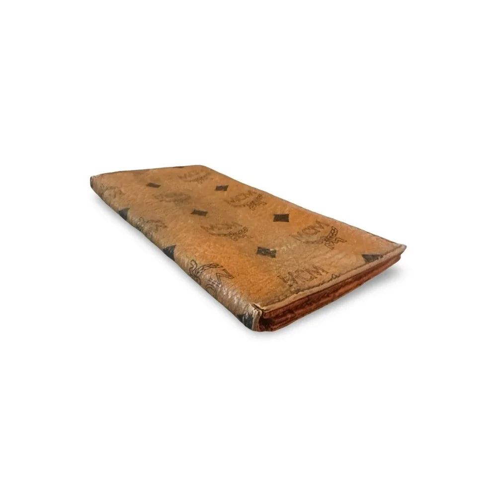 Authentic Vintage MCM Visetos Monogram Long Bifold Leather Wallet – Cognac uni